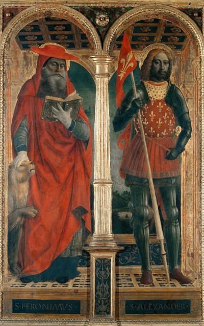 Heiligen Hiëronymus en Alexander. Polyptiek van de Santa Maria delle Grazie door Vincenzo Foppa