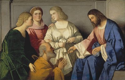 Christus geeft de sleutels aan Sint Petrus door Vincenzo di Biagio Catena