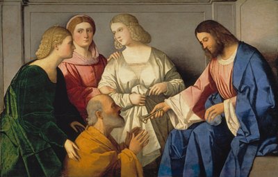 Christus geeft de sleutels aan Sint Petrus door Vincenzo di Biagio Catena