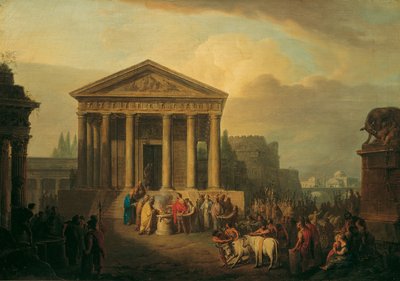 Offerhandeling voor Romeinse tempel door Vinzenz Fischer