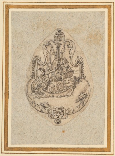 Ontwerp voor een hanger met Bacchus op zee door Virgilius the elder Solis