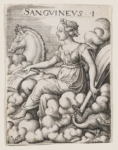 Sanguinisch Temperament, c.1530-62 (gravure) door Virgilius the elder Solis
