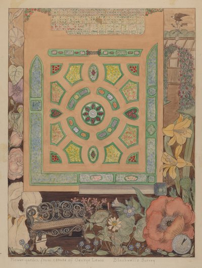 Bloementuin - Lewis Estate, ca. 1936 door Virginia Richards