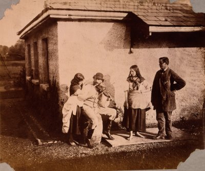 Kinderen luisteren naar een man die viool speelt, ca. 1859-61 door Viscountess Hawarden
