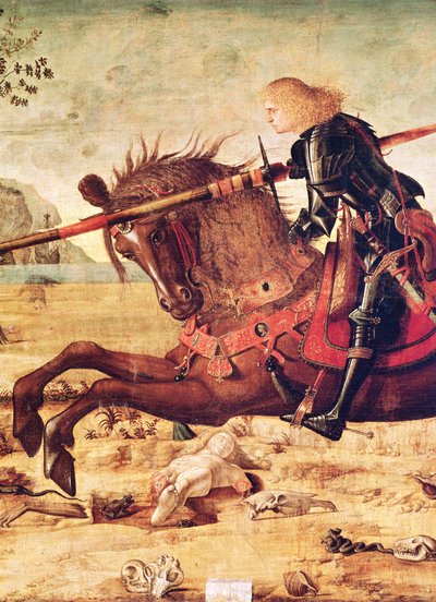 Detail (Sint Joris doodt de draak, ca. 1502-07) door Vittore Carpaccio