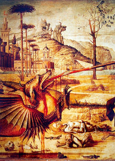 Detail van Sint Joris die de Draak Doodt, ca. 1502-07 door Vittore Carpaccio