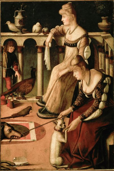 Due Lady Veneziane (Twee Venetiaanse vrouwen) door Vittore Carpaccio