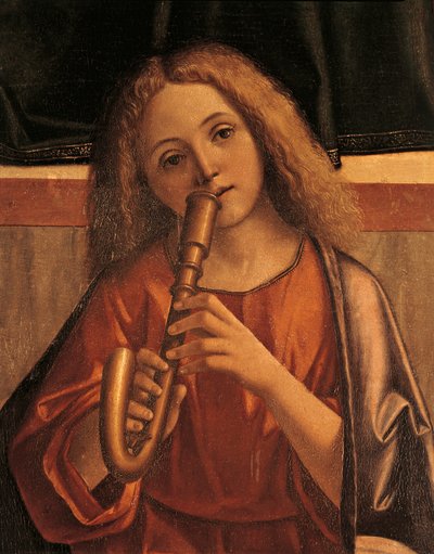 Minstreel engel, detail van Presentatie van Jezus in de Tempel door Vittore Carpaccio