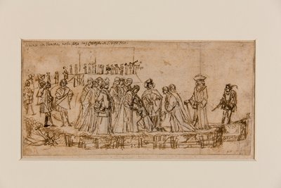De Engelse Prins Conan neemt afscheid van zijn vader (pen & inkt over krijt op papier) (recto van 5933931) door Vittore Carpaccio