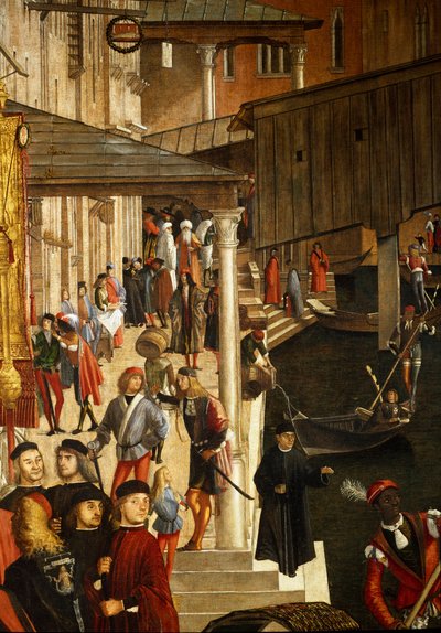 Het wonder van het relikwie van het Heilig Kruis bij de Rialtobrug in Venetië (detail) door Vittore Carpaccio