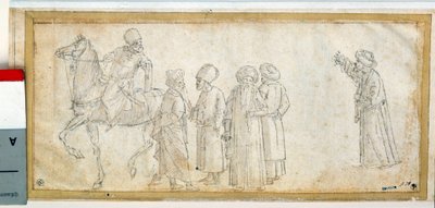 Turken, een van hen te paard. Tekening in bruine inkt en was door Vittore Carpaccio (1450-1526) Parijs, Louvre Museum door Vittore Carpaccio