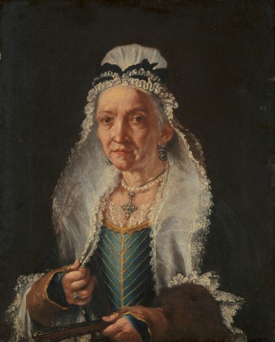 Portret van een Oude Dame door Vittore Ghislandi (circle of)