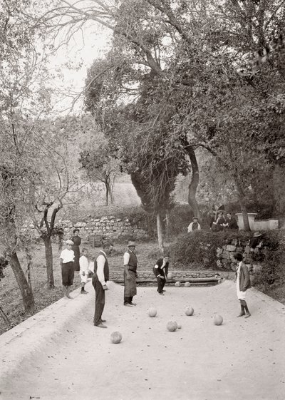 Spel van bocce (zw/w foto) door Vittorio Alinari
