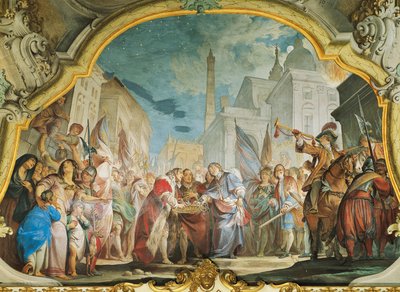 Fasti, Aldrovandi familie, door Vittorio Maria Bigari, fresco, Aldrovandi Montanari Paleis, Bologna, Italië door Vittorio Maria Bigari