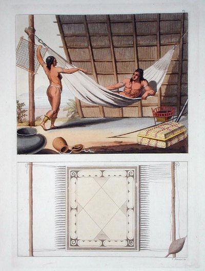 Huiselijk interieur, Carib-stam, Nederlandse Antillen, plaat 67 uit 