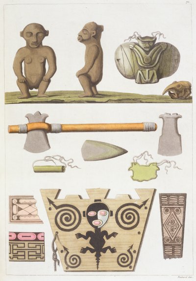 Idolen van de Caraïben (kleurgravure) door Vittorio Raineri