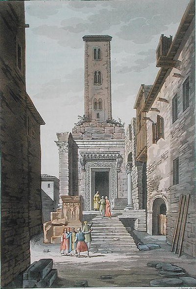 Tempel van Aesculapius, Split, Joegoslavië, c.1820 (gekleurde gravure) door Vittorio Raineri