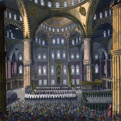 De viering van het Mewlod-festival in de Moskee van Sultan Ahmed, plaat 41 uit Deel III, Volume I van 