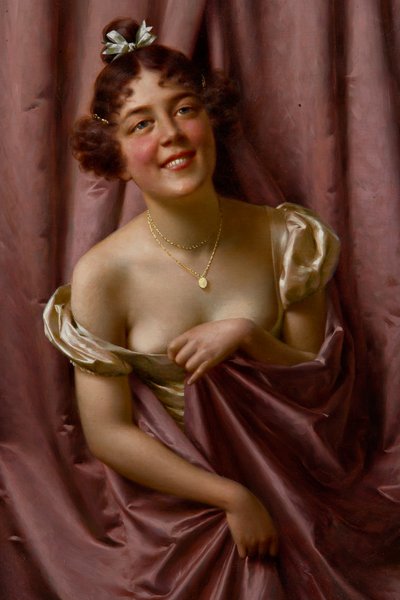 Dame in paars door Vittorio Reggianini
