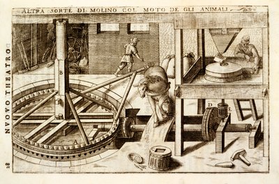 Paardgedreven maalmachine 1607 door Vittorio Zonca