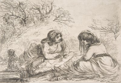 Twee vrouwen in een landschap, 18e-begin 19e eeuw door Vivant Denon