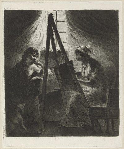 Vrouwelijke Schilder bij de Ezelschilder door Vivant Denon