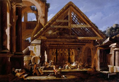 Aanbidding van de herders door Viviano Codazzi