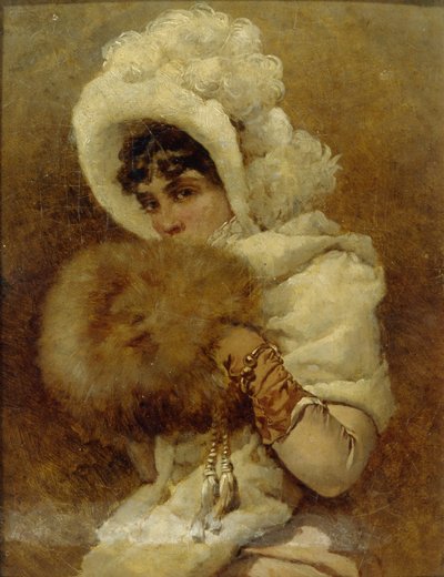 Meisje met een mof, 1884 door Vladimir Egorovic Makovsky