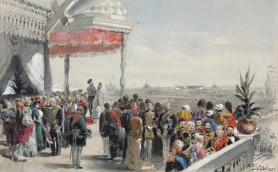 Openbare festiviteiten na de kroning van keizer Alexander III op Khodynka-veld, 1883 door Vladimir Egorovic Makovsky