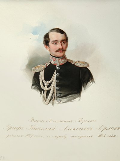 Portret van graaf Nikolai Alexeyevich Orlov (uit het album van de Keizerlijke Lijfwacht) door Vladimir Ivanovich Hau