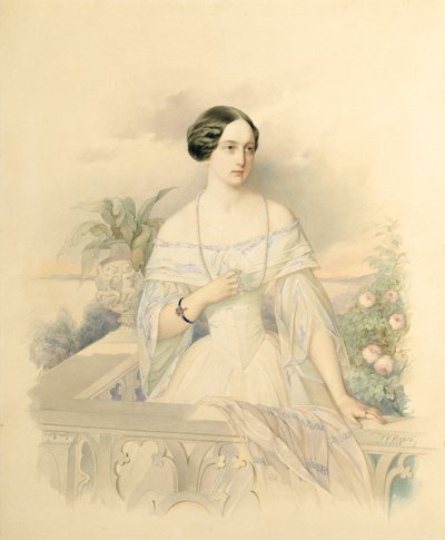 Portret van Groothertogin Olga Nikolaevna, 1846 door Vladimir Ivanovich Hau