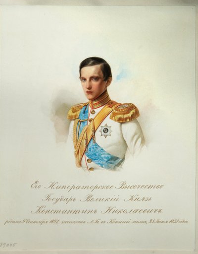 Portret van Groothertog Konstantin Nikolaevich van Rusland (1827-1892) (Uit het Album van de Keizerlijke Huzaren) door Vladimir Ivanovich Hau