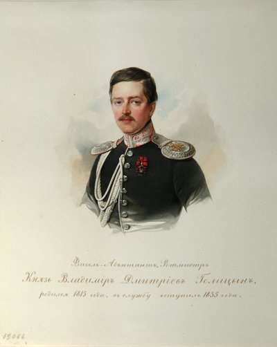 Portret van prins Vladimir Dmitriyevich Golitsyn (1815-1888) (Uit het album van de Keizerlijke Wacht) door Vladimir Ivanovich Hau