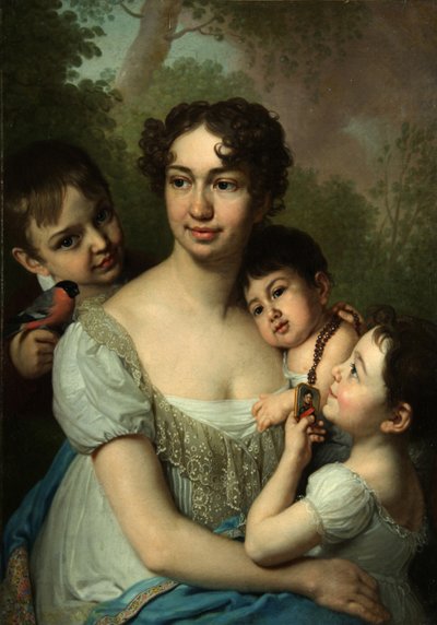 Portret van Yelena Balashova met Kinderen door Vladimir Lukich Borovikovsky