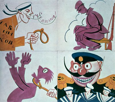 Karikatuur tegen de Constituerende Vergadering door Vladimir Mayakovsky