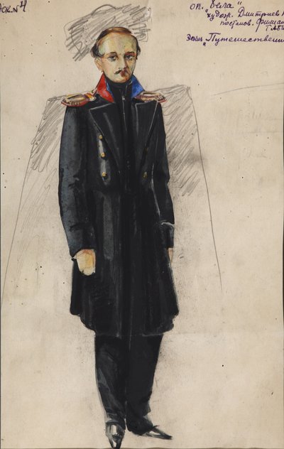Lermontov. Kostuumontwerp voor de opera Béla door A. Alexandrov, 1946 door Vladimir Vladimirovich Dmitriyev