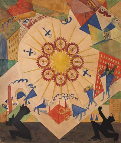 Beloofde Land. Decorontwerp voor het toneelstuk Mystery-Bouffe door Vladimir Mayakovsky, 1919 door Vladimir Vladimirovich Mayakovsky