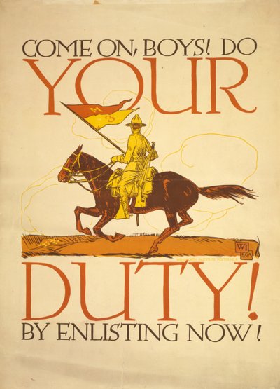 Kom op jongens! Doe je plicht! Door nu in te schrijven! 1917 door Vojtch Preissig
