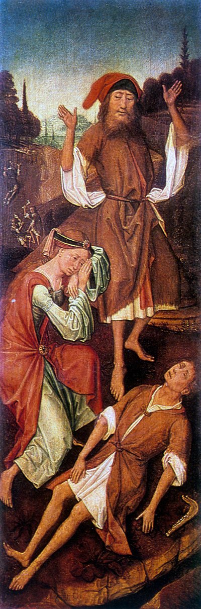 Adam en Eva Huilend over het Lichaam van Abel, c1440-1495 door Vrancke van der Stockt