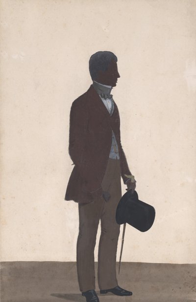 Een jonge man, staand, volledige lengte silhouet, profiel naar rechts, 1850 door WH Beaumont
