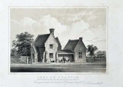 Lenton Station, Nottingham en Mansfield Railway c1848 door W.L. Walton