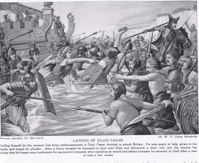 Landing van Julius Caesar, illustratie uit 