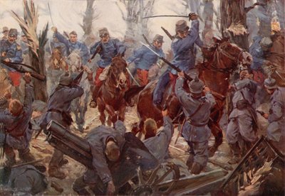 Een Franse lichte cavalerieaanval bij Lassigny door W.R.S. (after) Stott