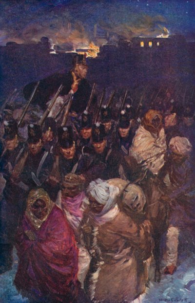 Terugtocht van het Britse leger uit Kabul door W.R.S. (after) Stott