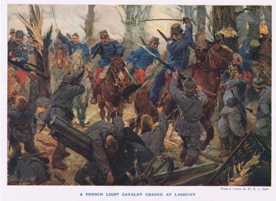 De Franse Lichte Cavalerie chargeert bij Lassigny door W.R.S. (after) Stott