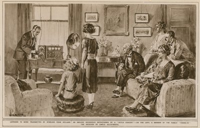 Luisteren naar muziek uitgezonden via draadloos vanuit Nederland door W.R.S. Stott
