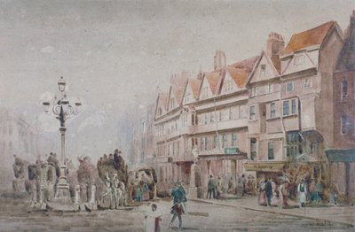 Uitzicht naar het oosten langs de zuidkant van Holborn en Stable Inn, Londen, 1860 door W Allen