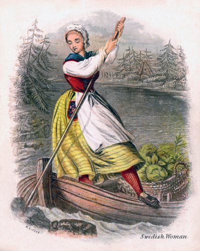 Zweedse vrouw roeit, 1809 door W. Dickes