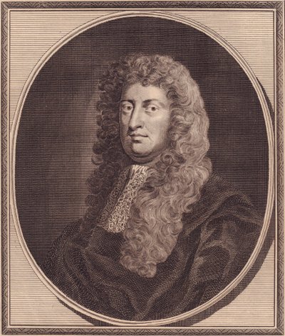 Portret van Engelse politicus William Russell, Lord Russell (1639-1683), kopergravure door John Goldar naar schilderij van G Kneller door John Ward Dunsmore