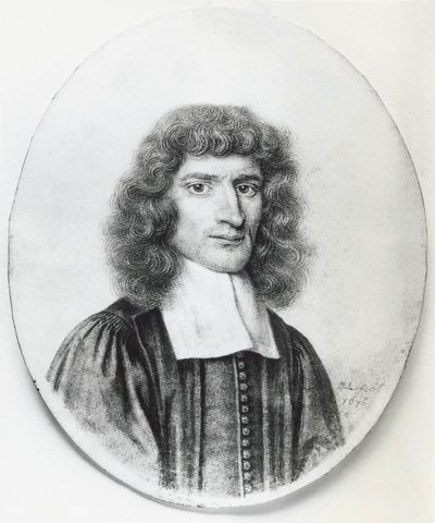 Portret van Isaac Barrow (1630-1677), Engelse christelijke theoloog en wiskundige, gravure door John Ward Dunsmore